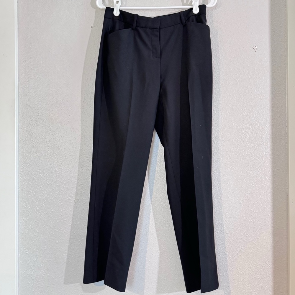 THEORY Tailored Slim Crease-Front Black Trousers – Size 6 – 27.5” Inseam
